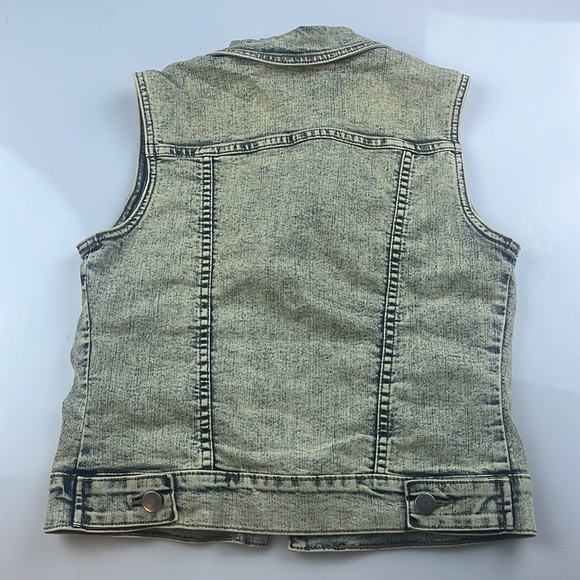 Love Culture Jeans Vintage Wash Buttoned Denim Vest S100-49 - Picture 4 of 4